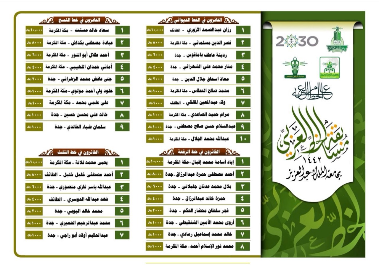 الفائزون في مسابقة الخط العربي...